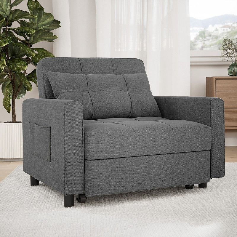 Canapé-lit convertible 3 en 1 avec réglage ajustable, fauteuil-canapé avec lit escamotable, lit pliant convertible pour le salon