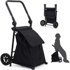 Acekool 2-in-1 klappbarer Transportwagen mit abnehmbarer wasserdichter Tasche, dickem Sitzpolster und verstellbarem rutschfestem Griff, Schwarz