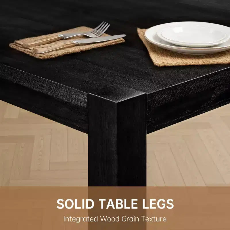Moderne eetset - 80 tafel + 6 gestoffeerde stoelen, massief houten frame, tafelcapaciteit van 400 lbs, eenvoudig te monteren