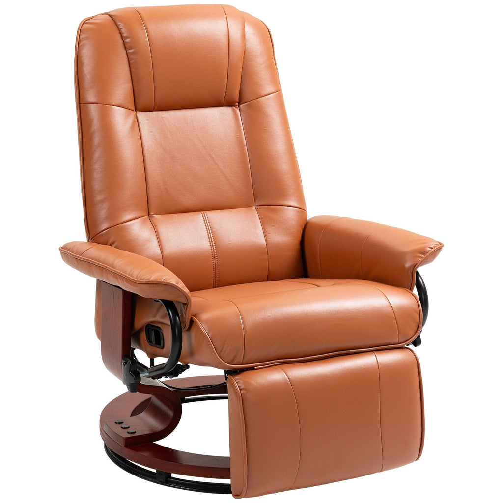 HomCom verstelbare handmatige relaxfauteuil van imitatieleer met draaivoet en comfortabele, ontspannende voetensteun