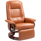 HomCom verstelbare handmatige relaxfauteuil van imitatieleer met draaivoet en comfortabele, ontspannende voetensteun