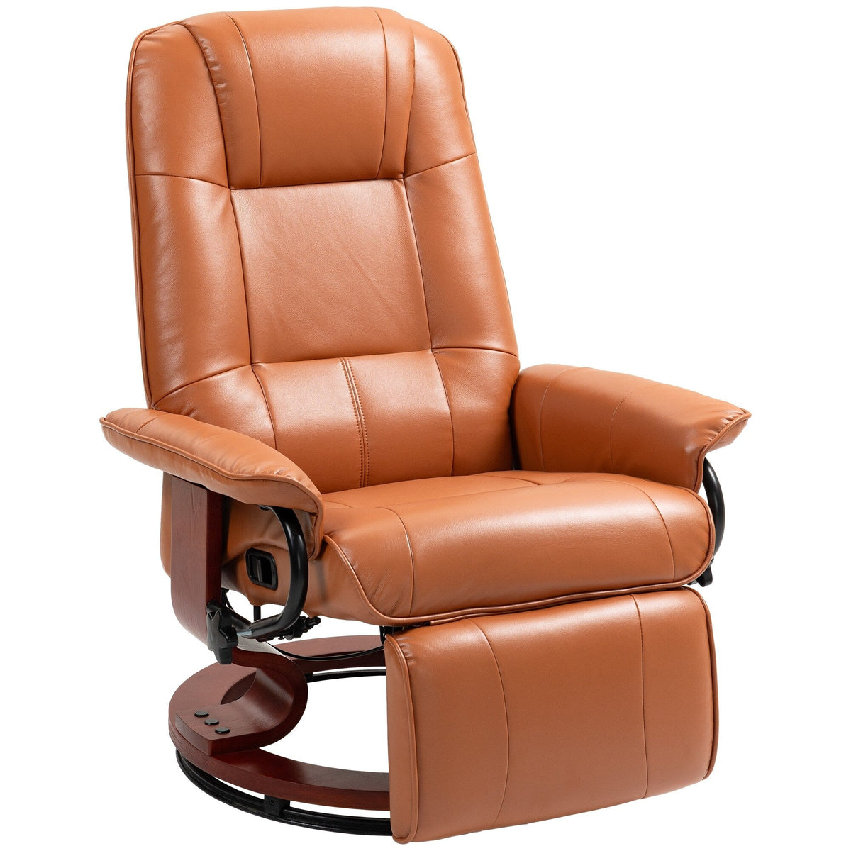 HomCom verstelbare handmatige relaxfauteuil van imitatieleer met draaivoet en comfortabele, ontspannende voetensteun