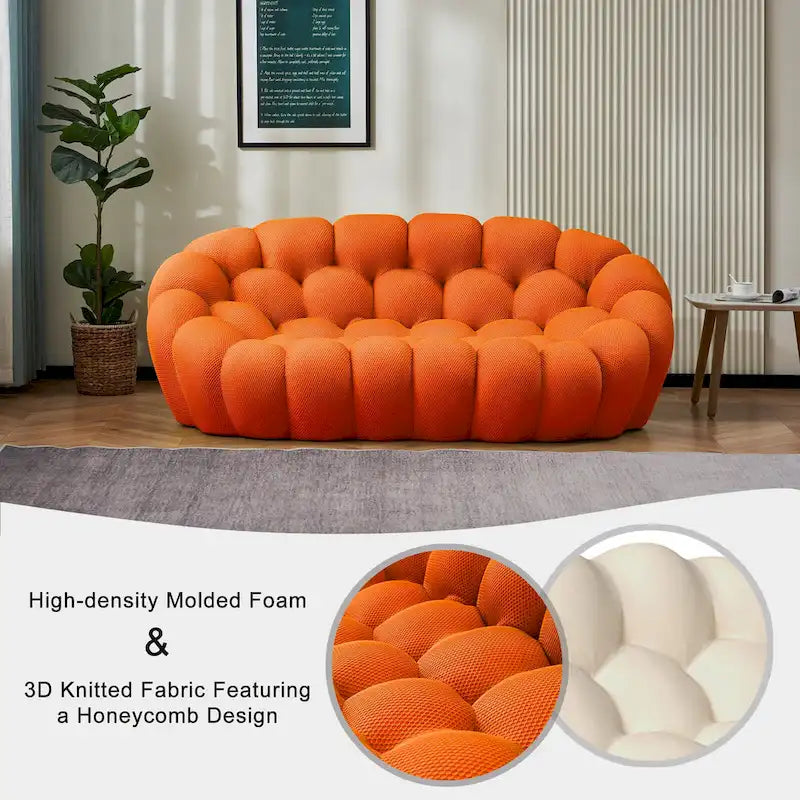 Gebogenes Bubble-Sofa für 2 Personen in Wabenform mit 3D-Textilgewebe fürs Wohnzimmer, Salon oder Apartment