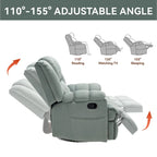 Fauteuil inclinable manuel vert surdimensionné avec fonction pivotante et à bascule, revêtement en tissu
