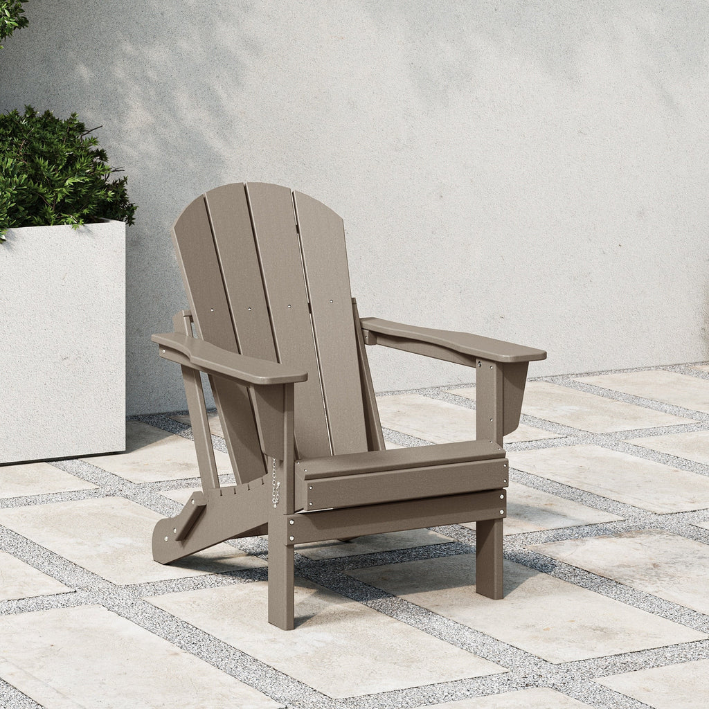 Polytrends Laguna, kleurvaste, weerbestendige, inklapbare Adirondackstoel voor buiten op het terras