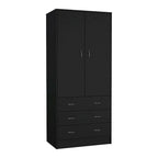 Armoire moderne à deux portes de 19 avec 3 tiroirs et 1 tringle à vêtements pour chambre