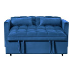 Modernes Ausziehsofa mit Schlaffunktion, 3-in-1-Schlafsofa mit verstellbarer Rückenlehne, Samt-Zweisitzer, Kissen und Seitentaschen