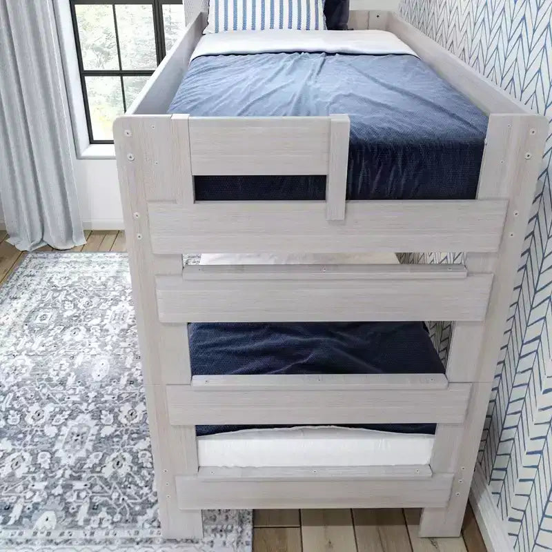 Plank+Beam massief houten stapelbed in landelijke stijl, voor volwassenen, met twee eenpersoonsbedden