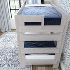 Plank+Beam massief houten stapelbed in landelijke stijl, voor volwassenen, met twee eenpersoonsbedden