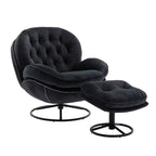 Okak Velvet Accent Chair with Ottoman,Modern Mid-Century Style Armless Living Room Chair,Soft Comfy Sitting Chair for TV Watching,Gaming