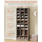 30 Pairs Tall Shoe Cabinet, 10 Tiers White Wooden Shoe Storage Rack for Closet, Entryway - 10-tier