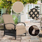 Verstelbare relaxfauteuil voor terras, loungebank met kussen - 38 (D) x 26.5 (W) x 38.5 (H) INCH