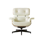 Moderne leren loungestoel met armleuningen, mid-century-stijl