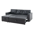 Canapé d’angle convertible et réversible avec lit escamotable, méridienne avec rangement dissimulé et pieds robustes