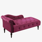 Moderne Chaiselongue, 60.6, mit Samtbezug, Knopfheftung, Beinen aus Massivholz und Ziernägeln