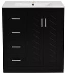 30 Badezimmer-Waschtischunterschrank mit einem Waschbecken, Schrank und 3 Schubladen ??Schwarz / Blau / Grün / Indigo / Weiß
