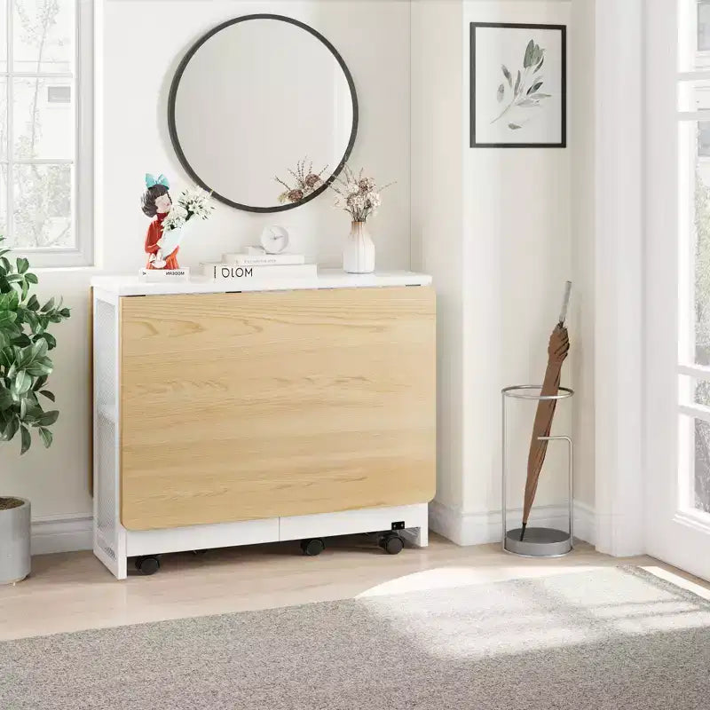 Table de salle à manger pliante pour cuisine, gain de place, extensible à abattants avec 6 roulettes, pour petit espace