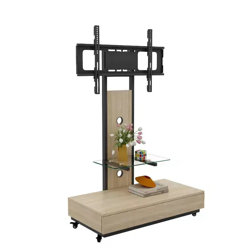 TV-meubel voor tv’s van 32-75, in hoogte verstelbare mobiele tv-wagen met lade en wielen voor de woonkamer, slaapkamer en kantoren -ModernLuxe