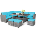 Costway 7-delige diningset van rotan voor het terras, modulaire bank, sofa en voetenbank - bekijk de details