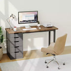 Computerschreibtisch mit 5 Schubladen, 47 Zoll, moderner, rustikaler und beidseitig montierbarer Schreib- und Arbeitstisch, Homeoffice-Arbeitsplatz für kleine Räume