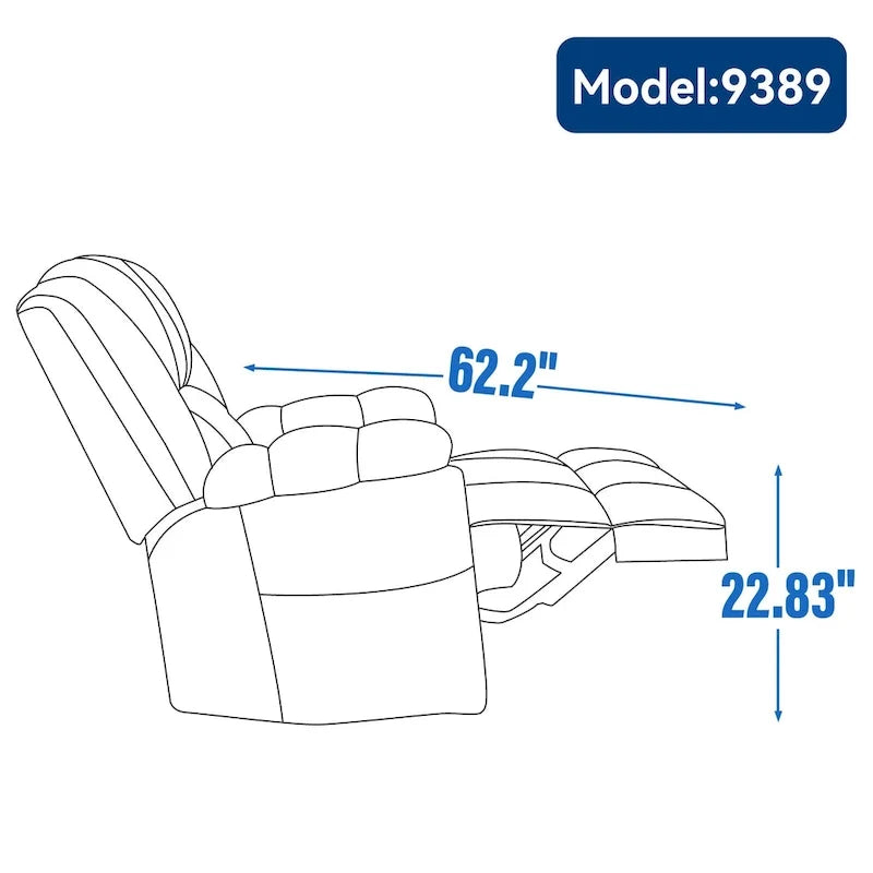 Fauteuil inclinable manuel vert surdimensionné avec fonction pivotante et à bascule, revêtement en tissu