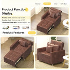 Fauteuil-lit réglable convertible 3-en-1, plusieurs couleurs, pour 1 personne