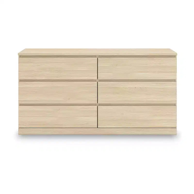Signature Design by Ashley moderne Onita-Kommode mit 6 Schubladen, Kommode aus Holz in Naturbraun ohne Beschläge