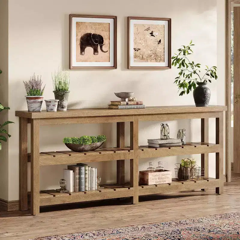 Tribesigns Konsolentisch, extra lang, 70.86, im Landhausstil, 3-stufiger Flurtisch, Holztisch hinter dem Sofa für Wohnzimmer, Flur und Eingangsbereich
