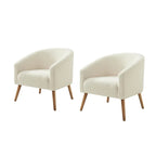 Moderne Sheila-fauteuil van bouclé met een breedte van 30 W en poten van massief hout, set van 2, van HULALA HOME