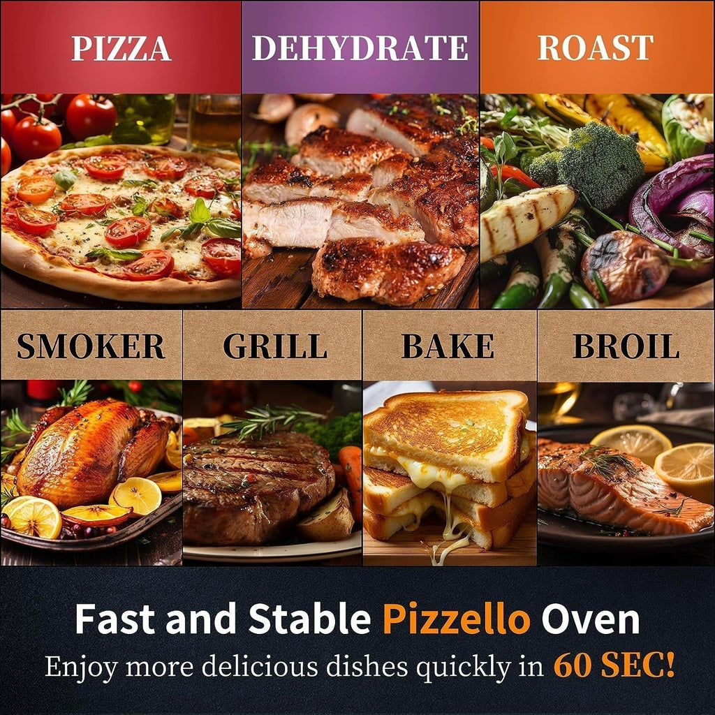 Multibrandstof-pizzaoven voor buiten, voor steenovenpizza, met gasbrander en houtbox - 12 inch