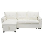 Canapé d’angle convertible et réversible avec lit escamotable, méridienne avec rangement dissimulé et pieds robustes