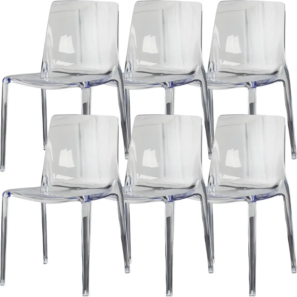 Bernsteinfarbener Acryl-Esszimmerstuhl ohne Armlehnen mit niedriger Rückenlehne