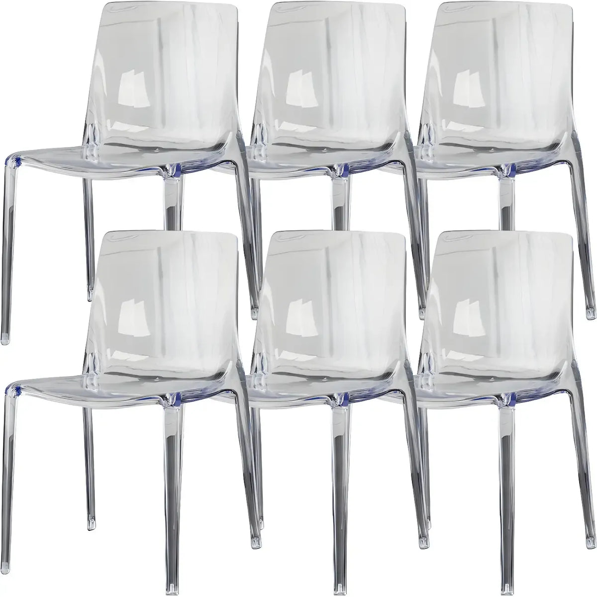Bernsteinfarbener Acryl-Esszimmerstuhl ohne Armlehnen mit niedriger Rückenlehne