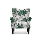 Erommy moderne fauteuil, fauteuil met hoge rugleuning, gestoffeerde eenzitsbank met knopen en houten poten voor de woonkamer