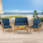 Ensemble de salon de jardin 4 places en bois d’acacia Willowbrook de Christopher Knight Home