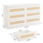 Rattan-Kommode fürs Schlafzimmer mit 6 Schubladen, 47 breite Kommode im modernen Landhausstil, Holz-Aufbewahrungsschrank und Organizer für Kleiderschrank, Wohnzimmer und Flur