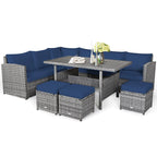 Costway 7-delige diningset van rotan voor het terras, modulaire bank, sofa en voetenbank - bekijk de details