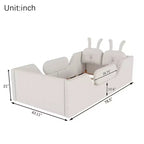 Lit plateforme simple Whisen, cadre de lit rembourré pour enfant au ras du sol avec coussin lapin et barrières latérales amovibles