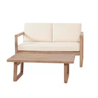 Gartenmöbelset aus Akazienholz, Outdoor-Sitzgruppe mit Couchtisch und weichen Kissen für Garten, Veranda und Balkon, Beige - Merax