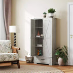 Armoire garde-manger de style champêtre HOMCOM 72 avec portes de grange, grand meuble de rangement pour la cuisine avec étagères réglables et tiroir