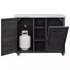 Buitenkeukeneiland van 78.3 inch met roestvrijstalen werkblad, opvouwbaar BBQ-station en opbergkasten, zwart