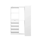 Armoire d’angle avec 2 tringles à vêtements, porte-pantalons et rangement à chaussures