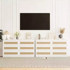 Rattan-Kommode fürs Schlafzimmer mit 6 Schubladen, 47 breite Kommode im modernen Landhausstil, Holz-Aufbewahrungsschrank und Organizer für Kleiderschrank, Wohnzimmer und Flur