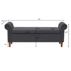 Aufbewahrungsbank fürs Schlafzimmer am Fußende des Bettes, Samt-Ottomane mit gerollten Armlehnen, langes Sofa