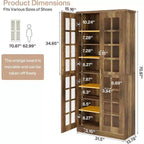 Hoge schoenenkast van Lantine met deuren, schoenenopbergruimte met 8 niveaus en verstelbare planken, moderne schoenenkast voor hal, kledingkast of woonkamer, wit