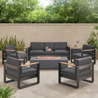 Giovanna Outdoor-Sitzgruppe aus Aluminium für 7 Personen mit Feuerstelle von Christopher Knight Home