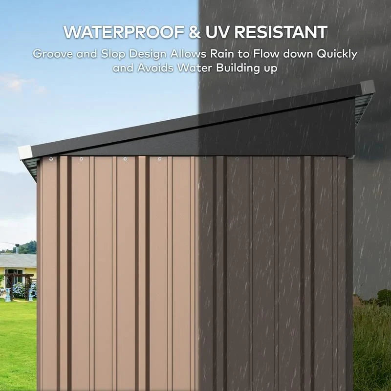 Metalen tuinschuur voor buitenopslag met afsluitbare deur voor tuinmeubels en gereedschap