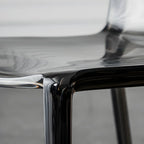 Bernsteinfarbener Acryl-Esszimmerstuhl ohne Armlehnen mit niedriger Rückenlehne