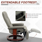 HomCom verstelbare handmatige relaxfauteuil van imitatieleer met draaivoet en comfortabele, ontspannende voetensteun