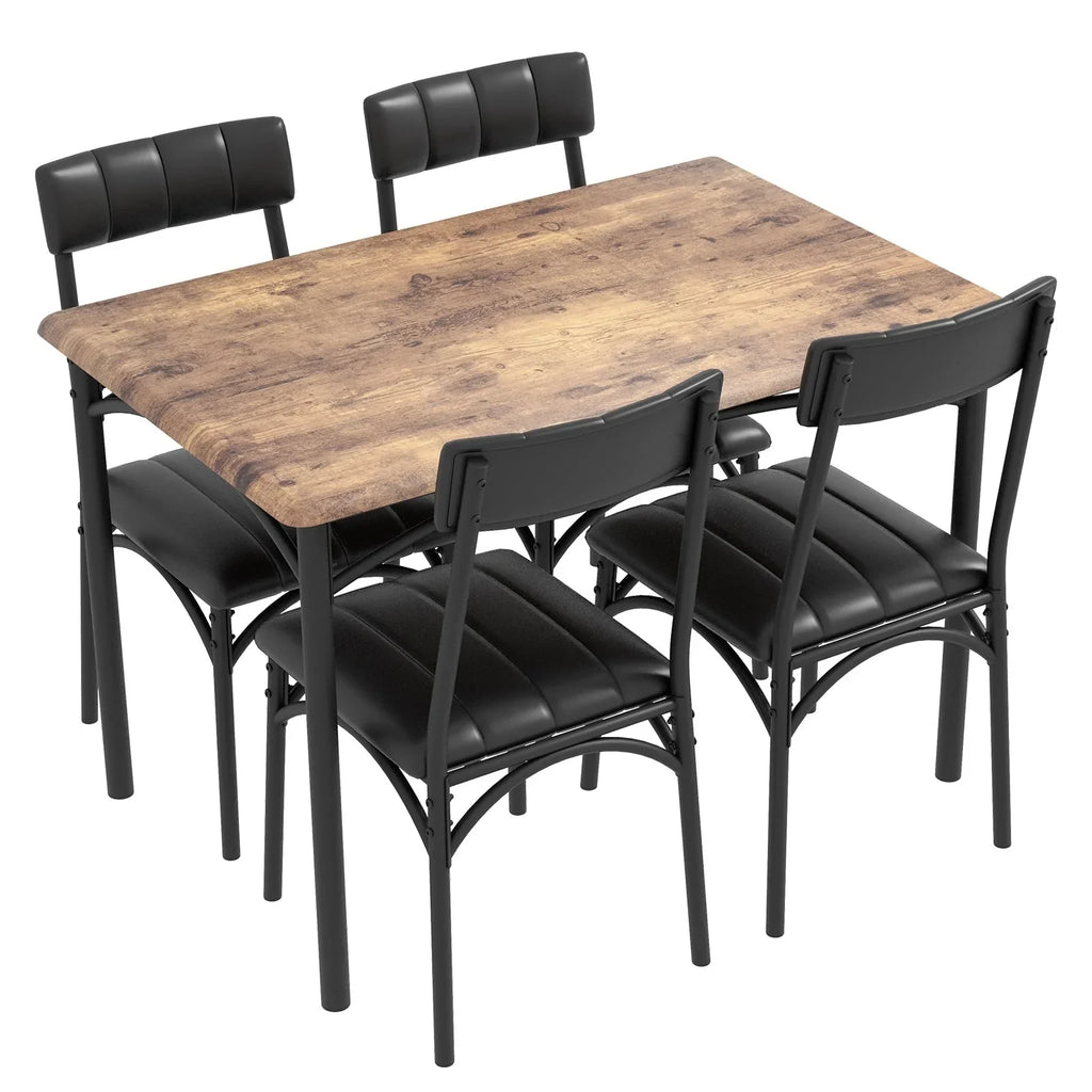 Rechthoekige eetkamerset voor 4 personen met gestoffeerde stoelen